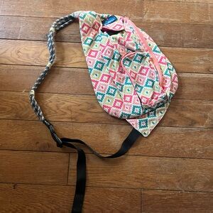 Kavu Crossbody Bag with Pink, Green, and Orange Pattern